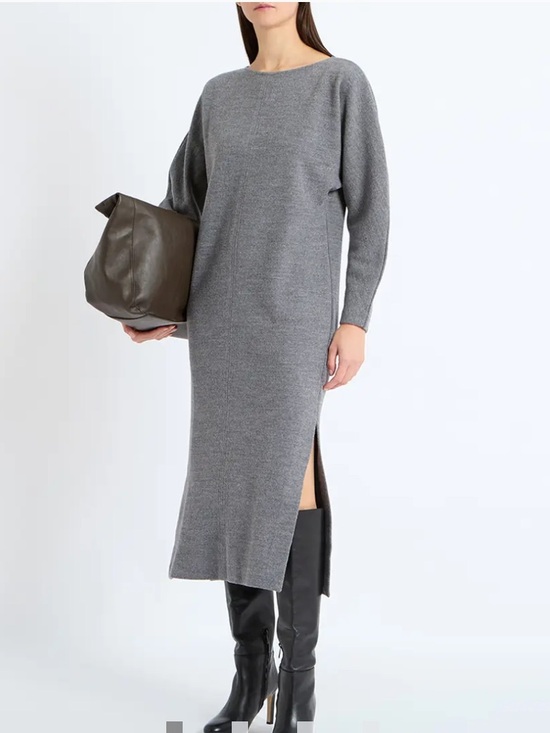 COS Dresses & Skirts - COS Grey Wool Knit Midi Dress with Side Slit